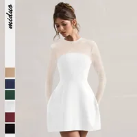 Autumn And Winter Foreign Trade New Women's Fashion Mesh Stitching Waist Zipper Hollow Solid Color Dress Evening Dress main image 1
