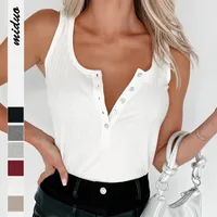 Summer New  Knitted Sleeveless Women's  Pit Strip Elegant Commuter Style Button Top  Vest Women main image 1