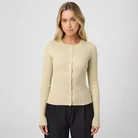 Y2K Fashion Women's Crewneck Autumn New Top Long Sleeve Button Slim Fit Thread Solid Color Jacket main image 3