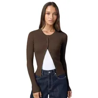 Y2K Fashion Women's Crewneck Autumn New Top Long Sleeve Button Slim Fit Thread Solid Color Jacket main image 5