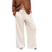 New Foreign Trade Fashion Casual Loose Straight Leg Pants Trousers  Hot Solid Color Lace-up Commuter Autumn And Winter Wide Leg Pants main image 5