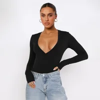 Foreign Trade  Hot Girl Y2K Explosions Women's Wear Deep V-neck Solid Color All-match Slim-fit Top With Long Sleeve Autumn And Winter Women main image 2