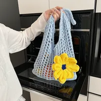 Artistic Hollow Knitted Woven Bag Women's Large Capacity  New Casual Shoulder Bag Seaside Vacation Beach Bag main image 1