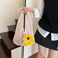 Artistic Hollow Knitted Woven Bag Women's Large Capacity  New Casual Shoulder Bag Seaside Vacation Beach Bag main image 3