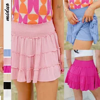 Comfortable Casual Holiday Style Lotus Leaf Skirt Solid Color Tight Waist Cotton Skirt Summer Women's High-end Sense main image 1