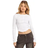 Foreign Trade Explosions Long-sleeved Slim-fit Slim Threaded Top Button Solid Color Simple Basic High Quality Women's Clothing main image 5