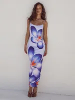 Explosions Digital Printing Summer Women's High-end Sense Adjustable Buckle Slip Skirt French Dress Holiday sku image 8