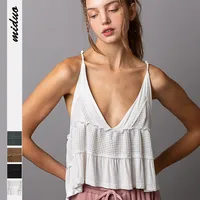 Wish  Explosions Casual Knitted Vest Base Women's Spring And Summer Irregular Stitching Spice Sling Sleeveless Top main image 1