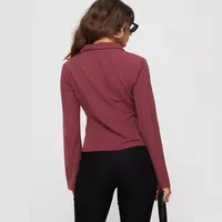Wish Hot Selling Early Autumn Button Striped POLO Collar Long Sleeve High-end Women's Shirt Sexy Hot Girl All-match Top main image 2