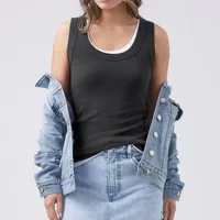 New Foreign Trade Summer Women's Threaded Minute Style High Quality Solid Color Shoulder Strap All-match Hot Girl Vest main image 3