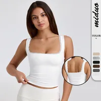 New  Y2K Vest Backless Lace Sexy Top Solid Color Thread Square Neck Fashion Sling Clothes main image 1