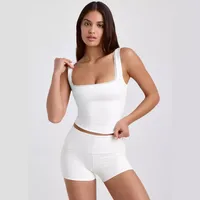 New  Y2K Vest Backless Lace Sexy Top Solid Color Thread Square Neck Fashion Sling Clothes main image 3