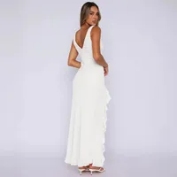 Y2K Explosions Ruffled Socialite Pure Desire Tulip Dress Women's Summer  Split Shoulder Strap French Long Dress main image 4