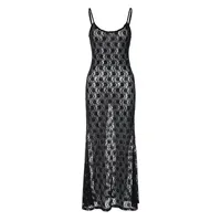 Women's Chiffon Dress Sexy Romantic Strap Sleeveless Lace Maxi Long Dress Date Festival Bar main image 6