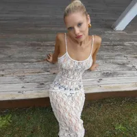 Women's Chiffon Dress Sexy Romantic Strap Sleeveless Lace Maxi Long Dress Date Festival Bar main image 4