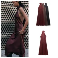 Women's Sheath Dress Sexy Halter Neck Sleeveless Solid Color Maxi Long Dress Tea Party main image 1
