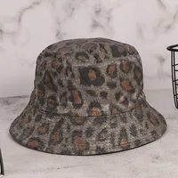 Women's Casual Retro Classic Style Leopard Wide Eaves Bucket Hat sku image 3