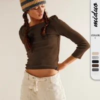 Summer New Hot Sale Women's Slim-fit One-line Collar Decorative Solid Color Top All-match Slimming Sexy Inner Women main image 1