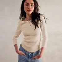 Summer New Hot Sale Women's Slim-fit One-line Collar Decorative Solid Color Top All-match Slimming Sexy Inner Women sku image 24