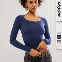 Style Explosions Temperament Commuter Pullover Slim-looking Round Neck Top Chic Slim-fit All-match Base Inner Women's Top main image 1