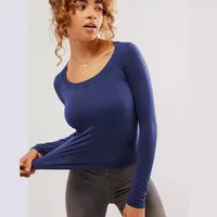 Style Explosions Temperament Commuter Pullover Slim-looking Round Neck Top Chic Slim-fit All-match Base Inner Women's Top main image 4