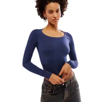 Style Explosions Temperament Commuter Pullover Slim-looking Round Neck Top Chic Slim-fit All-match Base Inner Women's Top main image 5