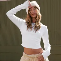 Explosions Solid Color Rib Arc Set Finger Shoulder T-Shirt Women's Summer Y2K Women's Sports Navel Hot Girl Top sku image 23