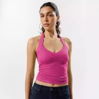 Summer New Hot Hot Spice Girls Solid Color Slim-Fit Thin Rib Slim Backless Top All-Match Sexy Neck Vest main image 3