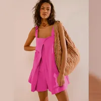 Summer New Hot Sale Solid Color Sweet Girl Dress Loose Square Collar Fashion All-match Cute Skirt Fresh Strap Skirt Pants For Women main image 3