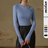 New -style Hot Sale Women's Pullover Slim-fit Oblique Collar Long-sleeved Sexy Top Elegant High-end All-match main image 1