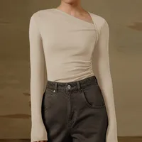 New -style Hot Sale Women's Pullover Slim-fit Oblique Collar Long-sleeved Sexy Top Elegant High-end All-match sku image 7