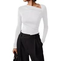 New -style Hot Sale Women's Pullover Slim-fit Oblique Collar Long-sleeved Sexy Top Elegant High-end All-match main image 5