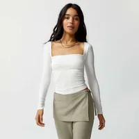 Spot Wholesale Hot Summer Women's Long Sleeve Square Collar Slim Top Fashion Solid Color All-match High-end Women's Clothing sku image 6