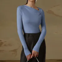 New -style Hot Sale Women's Pullover Slim-fit Oblique Collar Long-sleeved Sexy Top Elegant High-end All-match sku image 2