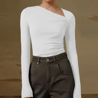 New -style Hot Sale Women's Pullover Slim-fit Oblique Collar Long-sleeved Sexy Top Elegant High-end All-match sku image 16
