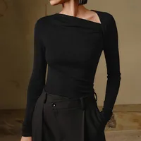 New -style Hot Sale Women's Pullover Slim-fit Oblique Collar Long-sleeved Sexy Top Elegant High-end All-match sku image 24