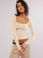 New  Hot T-shirt Solid Color Square Collar Slim-fit Fashion Shoulder Crop Top Elegant High-end All-match Clothes sku image 6