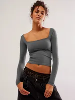 New  Hot T-shirt Solid Color Square Collar Slim-fit Fashion Shoulder Crop Top Elegant High-end All-match Clothes sku image 9