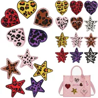 Grit Love Embroidered Cloth Sticker Leather Embroidered Five-pointed Star Patch Clothes Decoration Leopard Print Peach Heart Patch Sticker main image 1
