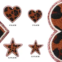 Grit Love Embroidered Cloth Sticker Leather Embroidered Five-pointed Star Patch Clothes Decoration Leopard Print Peach Heart Patch Sticker main image 2