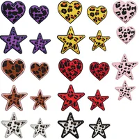 Grit Love Embroidered Cloth Sticker Leather Embroidered Five-pointed Star Patch Clothes Decoration Leopard Print Peach Heart Patch Sticker main image 4