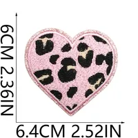Grit Love Embroidered Cloth Sticker Leather Embroidered Five-pointed Star Patch Clothes Decoration Leopard Print Peach Heart Patch Sticker sku image 1