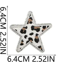 Grit Love Embroidered Cloth Sticker Leather Embroidered Five-pointed Star Patch Clothes Decoration Leopard Print Peach Heart Patch Sticker sku image 18