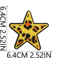 Grit Love Embroidered Cloth Sticker Leather Embroidered Five-pointed Star Patch Clothes Decoration Leopard Print Peach Heart Patch Sticker sku image 16