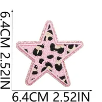 Grit Love Embroidered Cloth Sticker Leather Embroidered Five-pointed Star Patch Clothes Decoration Leopard Print Peach Heart Patch Sticker sku image 17