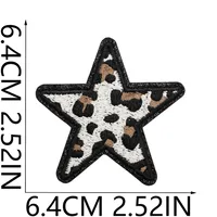 Grit Love Embroidered Cloth Sticker Leather Embroidered Five-pointed Star Patch Clothes Decoration Leopard Print Peach Heart Patch Sticker sku image 15