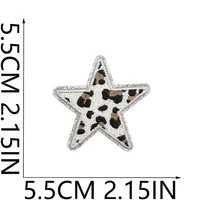 Grit Love Embroidered Cloth Sticker Leather Embroidered Five-pointed Star Patch Clothes Decoration Leopard Print Peach Heart Patch Sticker sku image 2