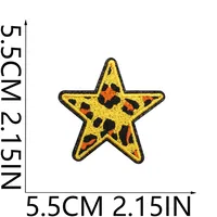 Grit Love Embroidered Cloth Sticker Leather Embroidered Five-pointed Star Patch Clothes Decoration Leopard Print Peach Heart Patch Sticker sku image 4
