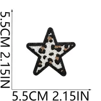 Grit Love Embroidered Cloth Sticker Leather Embroidered Five-pointed Star Patch Clothes Decoration Leopard Print Peach Heart Patch Sticker sku image 5