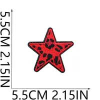 Grit Love Embroidered Cloth Sticker Leather Embroidered Five-pointed Star Patch Clothes Decoration Leopard Print Peach Heart Patch Sticker sku image 7